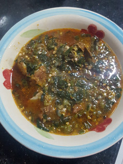 A picture of Brisket bone Okro soup.