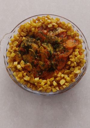 عکسی از دستور خوراک کدو سبز و هویج