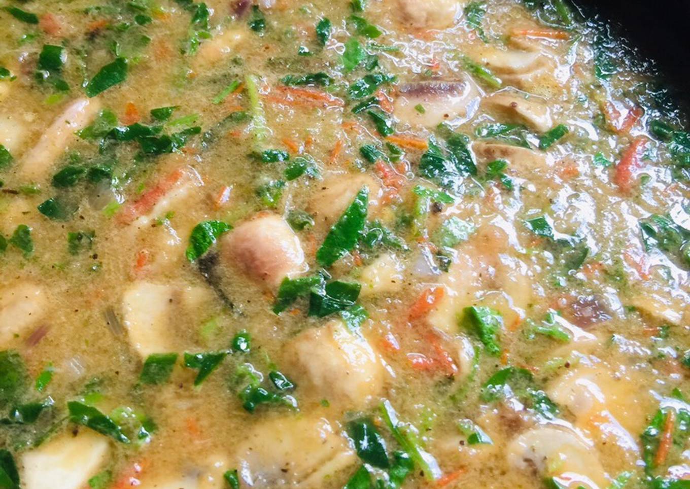 Mushroom+ fenugreek leaves soup