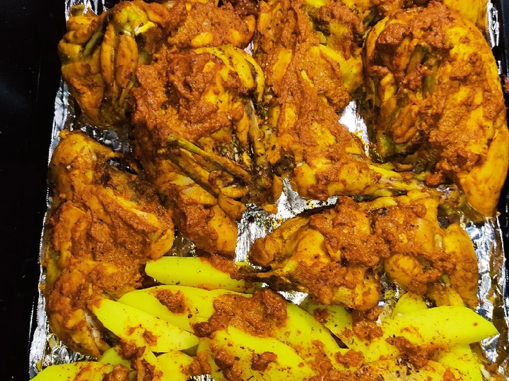 Recipe Steamed And Baked Chicken Roast With Potato 🥔 Wedges 😋 which So Delicious