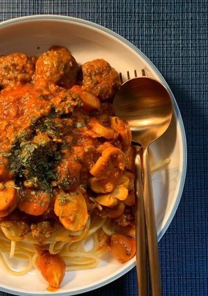 A picture of Simple Minced Meat Sausage Spaghettiʕ·͡ᴥ·ʔ.