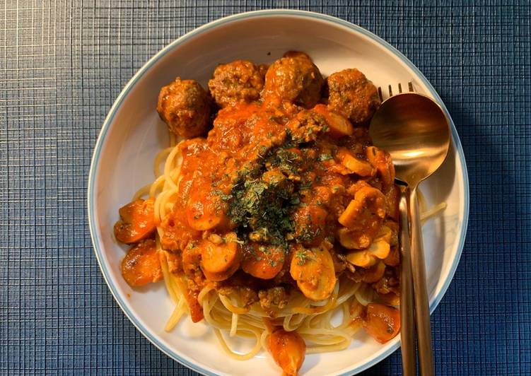 Recipe of Any-night-of-the-week Simple Minced Meat Sausage Spaghettiʕ·͡ᴥ·ʔ