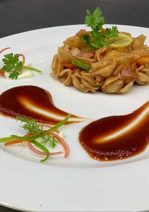 A picture of Spicy BBQ macroni.