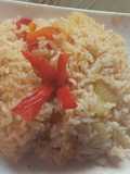 Arroz frito con papas y zanahorias