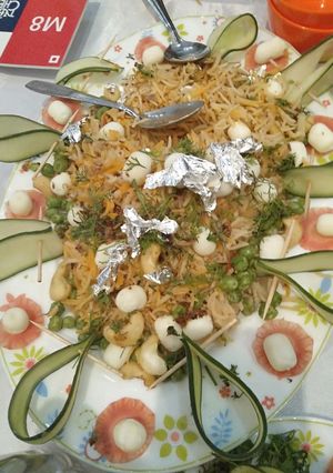 A picture of Egg Moti pulao.