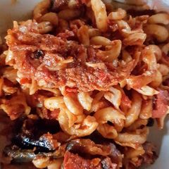 A picture of Macaroni and dry fish stew #abuja.