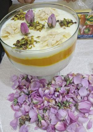 صورة لوصفة رز بحليب مع بالوظة برتقال