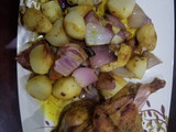 Potato lyonnaise with grilled chicken