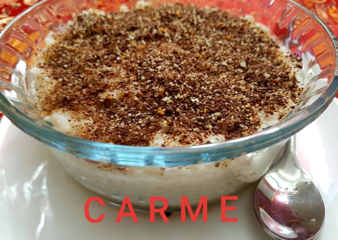 Arroz con leche con melindros al moscatel