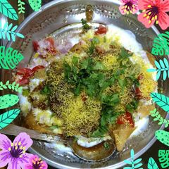 A picture of Dahi Samosa chat.