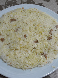 Una foto de Arroz con tiras de pollo sin gluten vegano 🍚