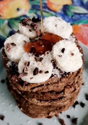 Una foto de Hotcakes de harina de plátano macho