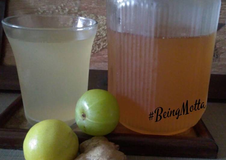 Steps to Make Homemade Amla-ginger-lemon squash/ juice