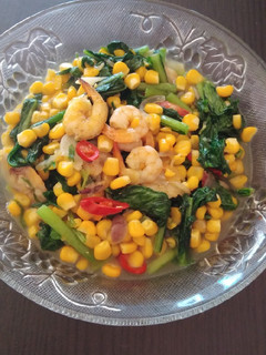 Foto resep Tumis sawi udang dan jagung