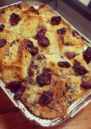 A picture of Orange Cranberries Bread Pudding.