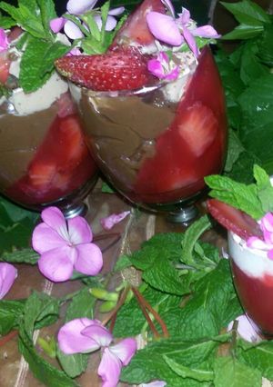 Une photo de La créme au chocolat à la fraise