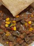 Picado de carne y frijoles