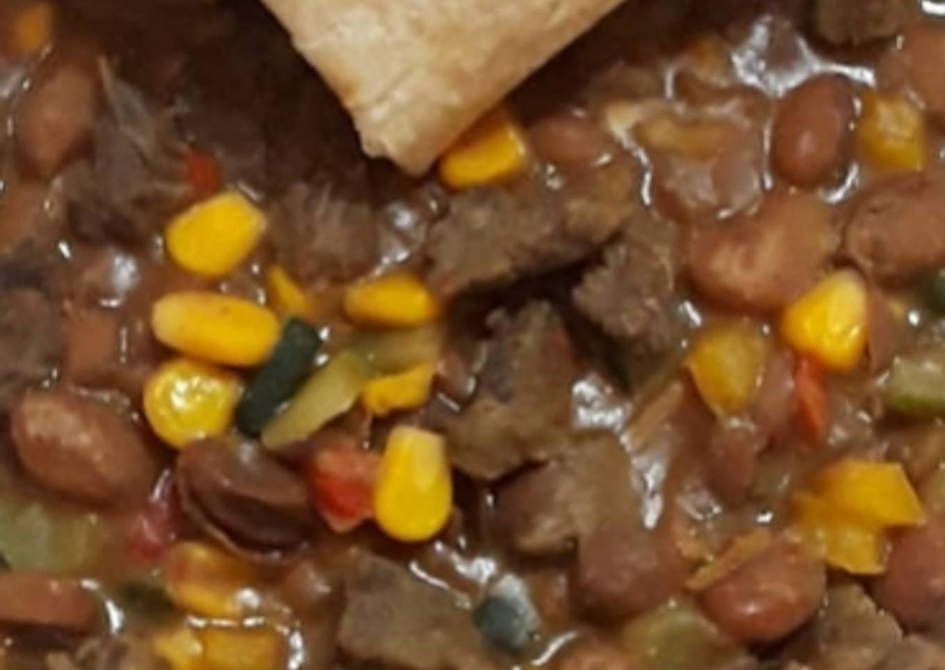 Picado de carne y frijoles