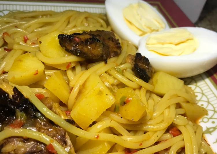 Simple Way to Make Speedy Pasta and garnish chicken