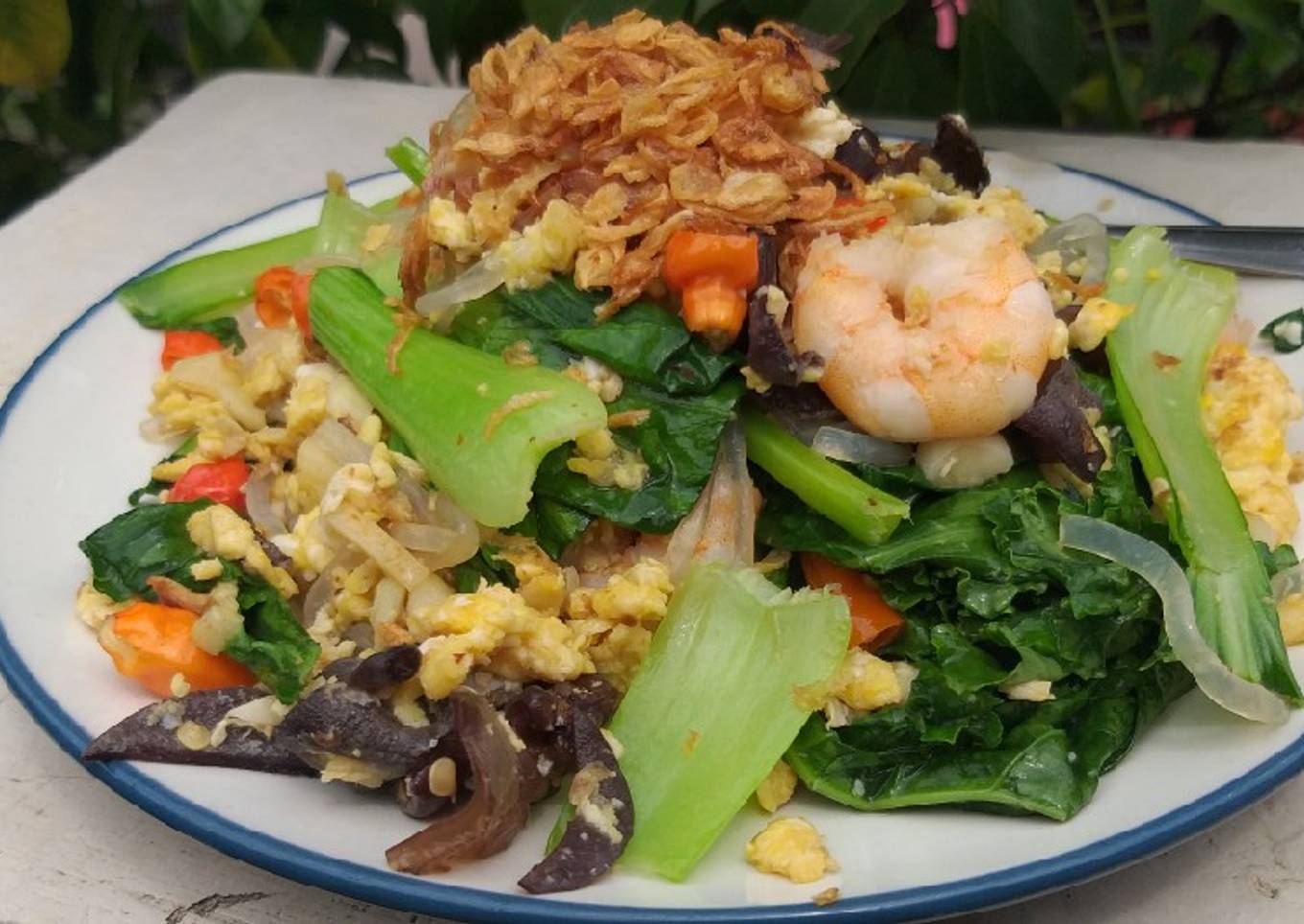 Mie shirataki udang goreng