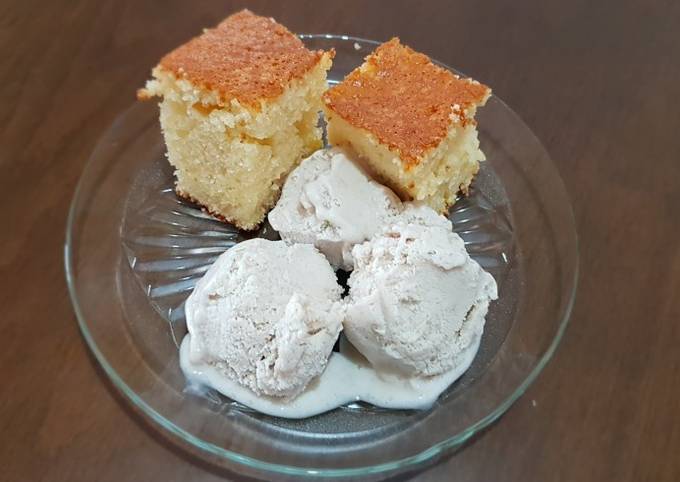 Recipe of Super Quick Fluffy Cake with bananas ice cream #mycookbook