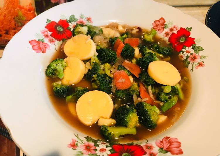 Resep Brokoli Tofu Saos Tiram Lezat