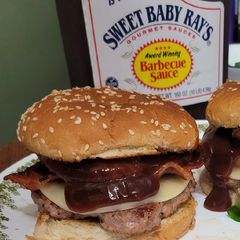 A picture of Hawaiian pork burgers (party size).