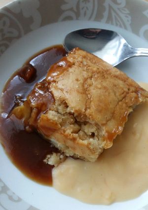 A picture of Vickys Self-Saucing Toffee Apple Pudding GF DF EF SF NF.