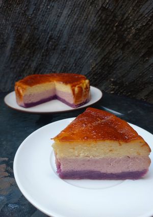 Foto resep Ube Burnt Cheese Cake