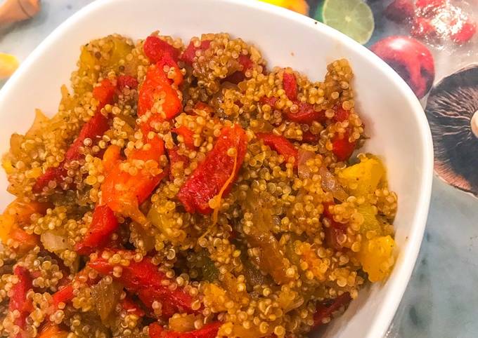 Recipe of Favorite Spiced quinoa salad with grilled peppers