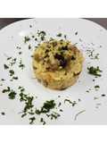 Risotto al funghi con pasas y dátiles