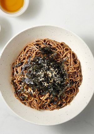 A picture of [Korean] Perilla Oil Soba Noodles (Super Appetizing) (Vegetarian Option).
