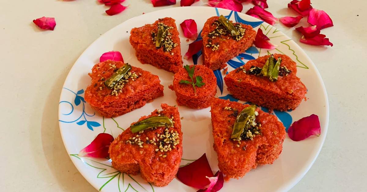 Heart shape Beetroot Dhokla