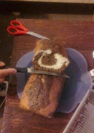 Una foto de Budín de yogur marmolado capucchino