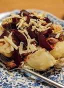 Jacket potato with curried corned beef and beetroot for dinner