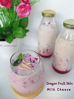 Foto resep Dragon Fruit Skin Milk Cheese. (Minuman Susu keju Kulit Buah Naga)