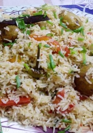 A picture of Colourful sabzi pulao.