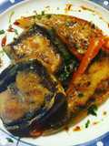 Light Stuffed Eggplant and Bell Peppers - Ground Meat, Provolone, and Parmesan