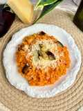 Risotto a la parmesana con berenjena