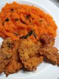 Pechuguitas rebozadas con puré de zapallo