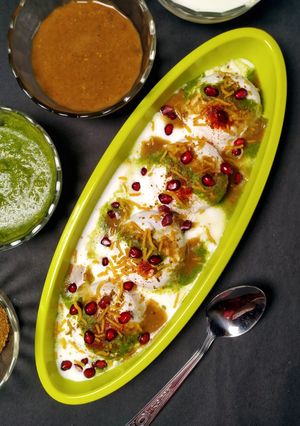 A picture of Dahi Vada.