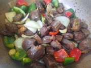 A picture of onions red bell pepper