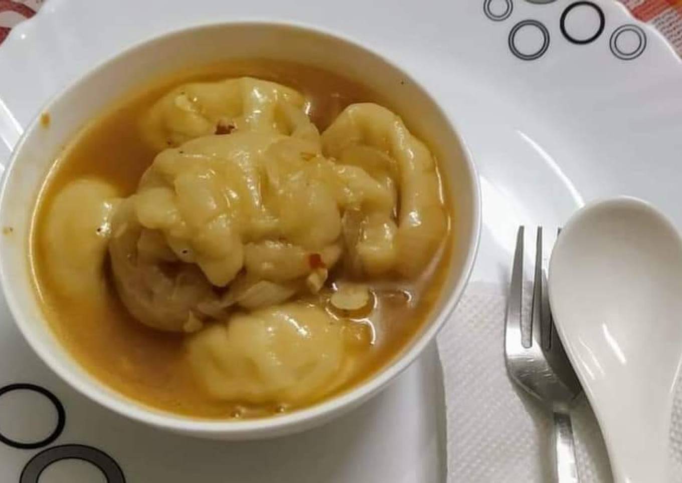 Veg momo soup