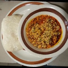 Eba and Egusi soup A picture of Eba and Egusi soup.