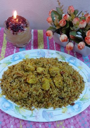 A picture of Veg paneer biryani.