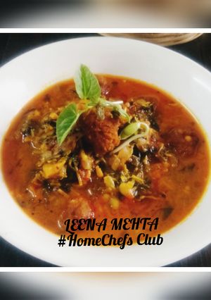 A picture of Vaal bhaji with Chana Muthia.