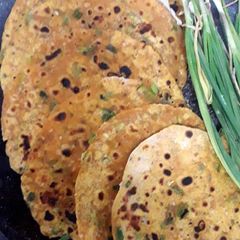 A picture of Green garlic thepla.
