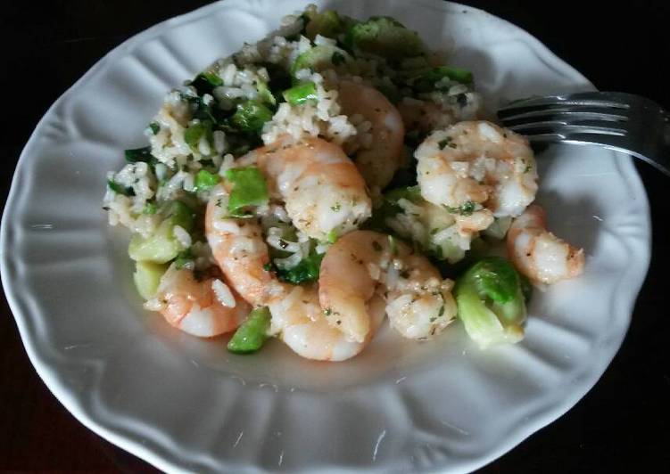 Quick recipe! Shrimp and brussels sprout risotto Quick recipe! Shrimp and brussels sprout risotto