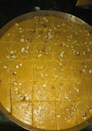 A picture of Besan Burfi/ Mohanthal(without Khoya).