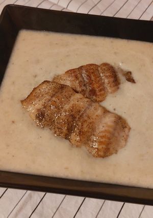 Birsalmás csicsóka krémleves sült harcsafilével recept fotója